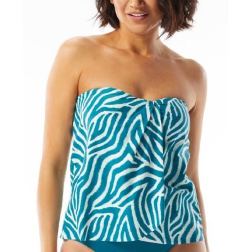 Teal Zebra Print Women's Swim Top